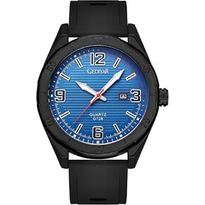 Sport Waterproof Large Big Face Watches for Men Students, Silicone Band Watch with Second Hand Luxury Classic Date Dial Analog Watch,Elegance Comfort (G728 Gold)