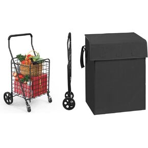 Grocery Shopping Cart with 360° Rolling Swivel Wheels with Black Liner