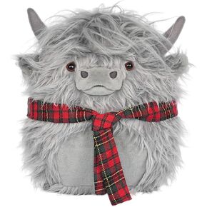 Highland Cow محشوة حيوان ، 11.4 بوصة وسادة البقر المرتفعات الناعمة الرقيقة ، لديكور منزل أعياد الميلاد للحفلات (بني)