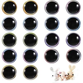 36pcs 18mm 3d بريق عيون أمان للكيهود ، عيون حيوانية محشوة بعيون دمية مسطحة كبيرة لدمى Amigurumi Beppet Bear Corchet Making DIY Supplies