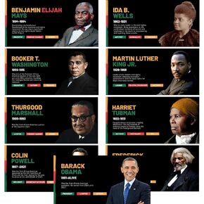 Eihfhie Black History Month Posters 9 مخططات ، ديكورات شهر التاريخ الأسود للفصول الدراسية ، ديكورات Bhost Month Bulletin Bulletin (9 "x18)