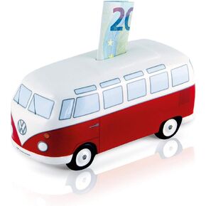 Brisa VW Collection - Volkswagen Savings Bank Bank Bank Money Coin Box في T1 Bus Samba Design (Classic Bus/Blue)