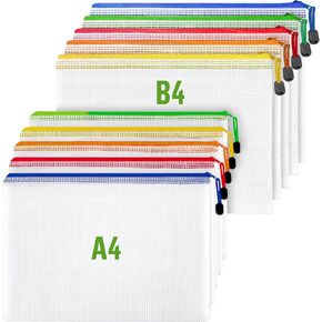 10 حزمة شبكية كبيرة السوستة حقيبة B4 و 5 حزمة Mesh Zipper Bags Backs A4 - أكياس شبكية مع سستة لتنظيم ألغاز ألغاز مدرس دراسي دراسي.