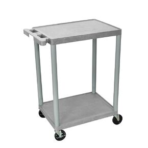 LUXOR HE32-G Utility Cart - Two Shelves Structural Foam Plastic, Four Heavy-Duty 4" Casters, Two with Locking Brake, Ergonomic Push Handle, 24"W x 18"D x 33.25"H
