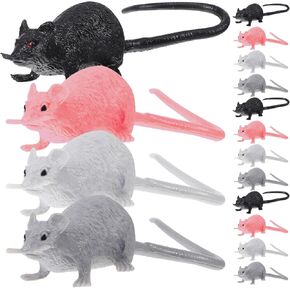 Toyvian 16 PCS فئران مزيفة نماذج فأر واقعية فأر هالوين Trick Tarys Toys Spooky Miniature Plastic Rats التماثيل الصعبة الدعائم
