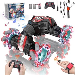 360° Rotating 4WD Transform Twist Cars Remote Control Car with Lights Music, 2.4GHz Hand Controlled RC Car for Boys & Girls 6 7 8 9 10 11 12 Year Old Birthday Xmas Gifts