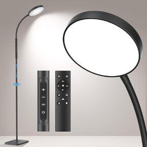 مصباح أرضي ، مصابيح أرضية قابلة للتعديل لغرفة نوم غرفة المعيشة ، 120 LED Super Bright Dacking Lamte عن بُعد والتحكم في اللمس قابلاً للوقوع ، مصباح القراءة الطويل للمكتب ، الأسود ، الأسود