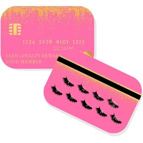 بطاقات ولاء امتداد Lash ، 50 حزمة ، 3.5 × 2 بوصة من بطاقة العمل ، تصميم بطاقة الائتمان الوردي والذهبي