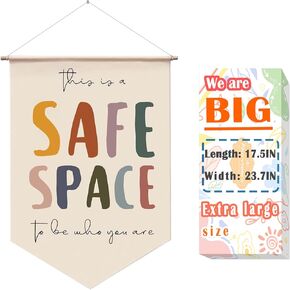 AINRVTEERS SAFE Space Wall Hanging ، ديكور جدار مكتب العلاج ، لافتة الاستشارة ، مستشار المدرسة ديكور الجدار ، ديكور الفصول الدراسية ، لافتات الصحة العقلية ، الغرفة الحسية (الكلاسيكية)