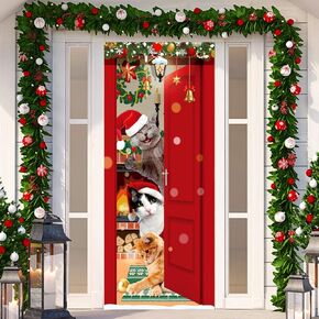 Tatuo Christmas Door Cover Decoration Funny Merry Christmas Animals Door Door Banner Clet Class Charsip Sippor