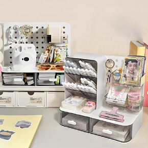 Liyaoli Desktop Organizer مع أدراج ، مجموعة من 2 أدراج سطح المكتب للمكتب للمكتب المكتبي منظم ثابتة ، منظم Marker لمنظم الإمداد بالفن المكتبي (A & B)