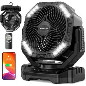 MORECORE 20000mAh Battery Operated Camping Fan with Light, 68HRS Running, Powerful 4 Speeds & Auto Oscillating, with Timer & Hook, for Travel Tent RV Emergency Hurricane Jobsite Garage-Orange in Kuwait