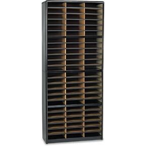 Safco Value Sorter Literature Organizer, 72 Compartment 7131BL, Black, Commercial-grade Steel Shell, Fiberboard Shelves, Value-priced