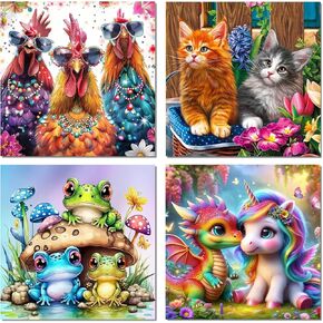 ajepon 4 Pack Gnome Diamond Painting Kits for Adults-Gnome Diamond Art Kits for Adults,Diamond Painting Gnome DIY 5D Round Full Drill Gem Art and Crafts for Home Wall Decor Gifts 12x12 inch