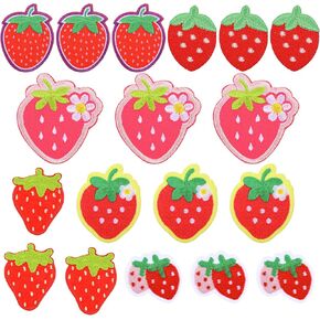 12Pack Cute Strawberry Patches Iron On, Embroidered Sew On Fruit Decorative Patches Red Pink Strawberry Repair Applique for Women DIY Craft for Clothes Jacket Jeans Backpack Hat