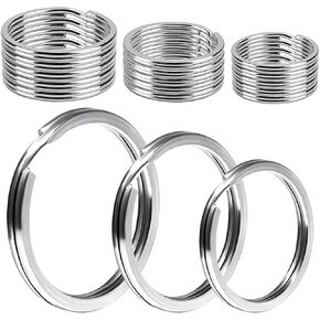 30 PCS Key Rings Hoops, 3 Sizes Metal Flat Split Key Ring, Silver Keyring Loop Round Key Chain Keyring Connector for Jewelry Making Crafts Ornaments and DIY Arts(20mm/25mm/30mm)