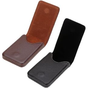 2 قطع عمل بطاقة عمل نحيفة بطاقة CASE CASE CASE CASE CASE CASE CASE VERTICAL POCTIC POCTION CARD CARD CARD CASE مع مغناطيسي مغناطيسي (أسود ، بني)