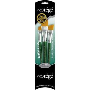 Protege Brush Set Gold Nylon Short Handle 3pc