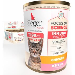Sieger Katze Grain-Free Wet Kitten Food (Pack of 12) High-Protein Chicken Food for Kittens – Premium Pate for Urinary Health & Digestion