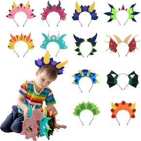 12 PCS Dinosaur Beadsbans with Hairband Holder Party Hats للأطفال