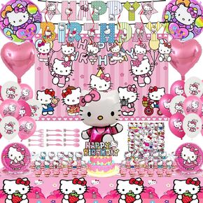 Kawaii Cute Kitten theme birthday party decoration, party supplies,147 pieces of decoration perfect birthday party, is the best gift for children