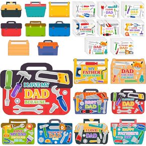 48 PCS Card's Day's Card Card Making Make My Tool Box الخاص بك بطاقة تحية مع ملصقات للأطفال عيد الأب الحرف الفصول الدراسية في المنزل لوازم الحفلات اللوازم