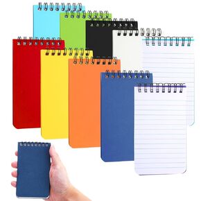 Larrel 10 Pack Spiral Pocket Steno Pads, Mini 3 X 5 Notebook 10 Assorted Color Small Notepad Notebooks 50 Sheets Note Book Pads Books for Work School University College Office