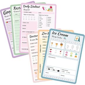 6 حزمة Playtime Notepads ، تقرير Doctor’s Relate Restaurant Restaurant Guest Leafds Notepads ، لعب الأدوار الخيالية ، 40 ورقة/حزمة