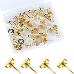 50 PCS Gold Metal Push Pins ، Thumb Tooms for Picture Photo Hanging ، Toods for Bulletin Fools ، Galls ، Cork Poards - Gold Decorative Office Supplies (Gold)
