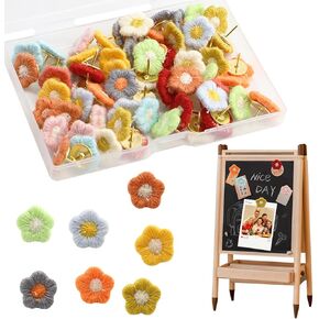 60 قطعة زخرفية دبابيس دبابيس زهرة الإبهام تمسك corkboard Florest Thumbtacks دبابيس لطيفة للصور البيضاء لوحة الخنزير الخريطة مكتب لوحة أو منزل
