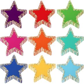 90pcs Star Cutouts for Poster Board Decoration, 3.5in Coated Paper Colorful Star Confetti Foil for Teachers Classroom Bulletin Board Chalkboard Wall Decoration
