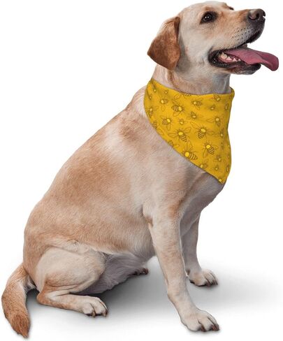 Bees Dog Bandanas, Honeybee Scarf,Adjustable Triangle Holiday Scarves,Funny Kerchief for Dog Lover Reusable (Yellow-1) in Saudi Arabia