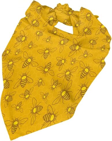 Bees Dog Bandanas, Honeybee Scarf,Adjustable Triangle Holiday Scarves,Funny Kerchief for Dog Lover Reusable (Yellow-1) in Saudi Arabia
