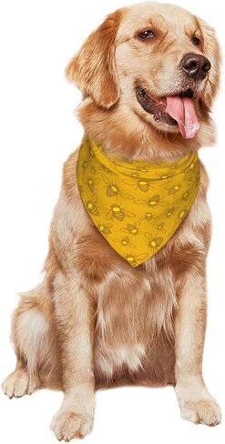 Bees Dog Bandanas, Honeybee Scarf,Adjustable Triangle Holiday Scarves,Funny Kerchief for Dog Lover Reusable (Yellow-1) in Saudi Arabia