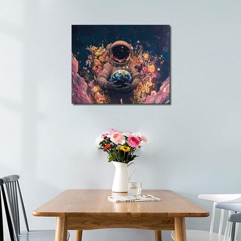 Starry Night Astronauts Paint by Numbers Kits Canvas DIY Space Earth Oil Painting Paint by Numbers for Adults Beginner with Brushes and Acrylic Pigment for Student Bedroom Home Decor 16x20inFrameless in Saudi Arabia