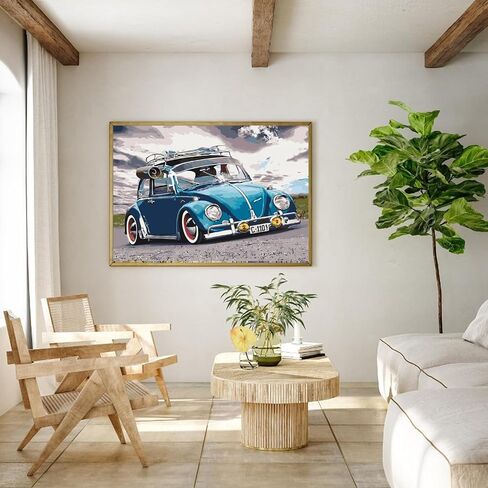 Paint by Numbers Kit for Adults Beginner, Abstract Landscape Acrylic Adult Paint by Number Kits on Canvas, Vintage Blue Car Watercolor Paint by Number for Adults, Perfect for Home Decor Gift 16"x20" in Kuwait