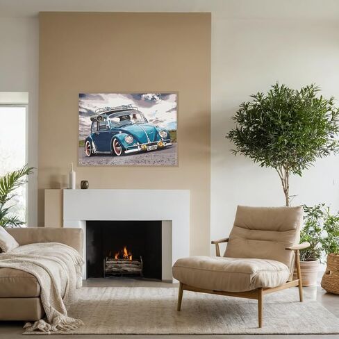 Paint by Numbers Kit for Adults Beginner, Abstract Landscape Acrylic Adult Paint by Number Kits on Canvas, Vintage Blue Car Watercolor Paint by Number for Adults, Perfect for Home Decor Gift 16"x20" in Kuwait