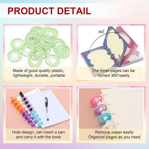 PATIKIL 28mm 1.1" Plastic Round Book Binding Discs, 22 Pcs Discbound Expansion Discs Pen Insertable Plating Round Binder Rings for DIY Notebook Planner, Pale Green in Saudi Arabia