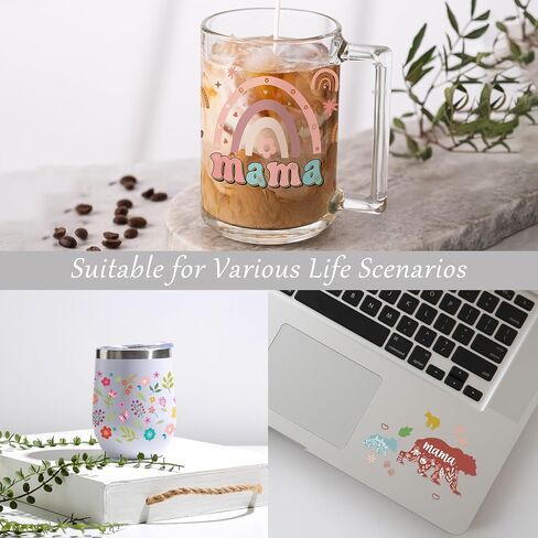 Afritee UV DTF Cup Wrap - 10 صفائح Boho Flower Mama UV DTF Cup Wrap for 16 Oz Glass Water Bottion ، Black Bear Mama Need UVDTF Transfer Stickers for Mug Crafts ، Mom Homies Hompts in Saudi Arabia