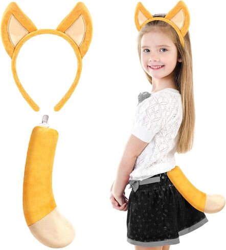 2 Pcs Dog Ears and Tail Costume Set Cartoon Dog Headband Tail for Kids Cosplay Birthday Party Gifts Accessories in Saudi Arabia