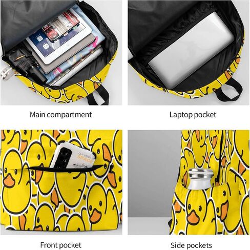 Cute Rubber Ducky Laptop Backpack For Men Women, Yellow Cartoon Ducks Lightweight Daypack Bookbag For Daily Commutes Business Travel Hiking in Saudi Arabia