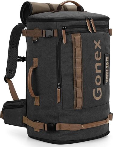 Gonex Canvas Laptop Backpack, Large 3-in-1 Convertible Vintage Travel Bag for Men & Women, Durable Carry-On for Work, College & Outdoor Adventure (Dark Gray) in Kuwait