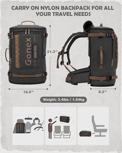 Gonex Canvas Laptop Backpack, Large 3-in-1 Convertible Vintage Travel Bag for Men & Women, Durable Carry-On for Work, College & Outdoor Adventure (Dark Gray) in Kuwait