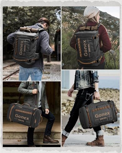 Gonex Canvas Laptop Backpack, Large 3-in-1 Convertible Vintage Travel Bag for Men & Women, Durable Carry-On for Work, College & Outdoor Adventure (Dark Gray) in Kuwait