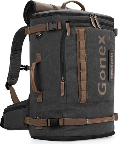 Gonex Canvas Laptop Backpack, Large 3-in-1 Convertible Vintage Travel Bag for Men & Women, Durable Carry-On for Work, College & Outdoor Adventure (Dark Gray) in Kuwait