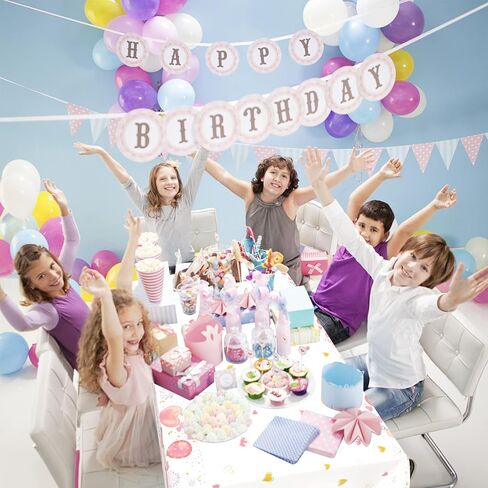 Pink Birthday Tablecloth, Birthday Tablecloth Girls, 1PC Pink Happy Birthday Table Cloth for Girls Women Birthday Party Decorations, Pink Gold Birthday Table Cover Rectangle for Baby Shower Party in Kuwait