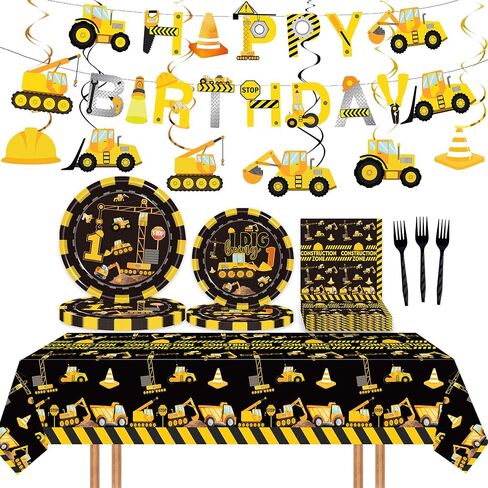 Letromp 2 Pieces Construction Table Cloth 54 x 108 Inch Dump Truck Table Covers for Construction Theme Boys Baby Shower 1st 2nd 3rd 4th Birthday Party Supplies Table Decorations Favors in Saudi Arabia