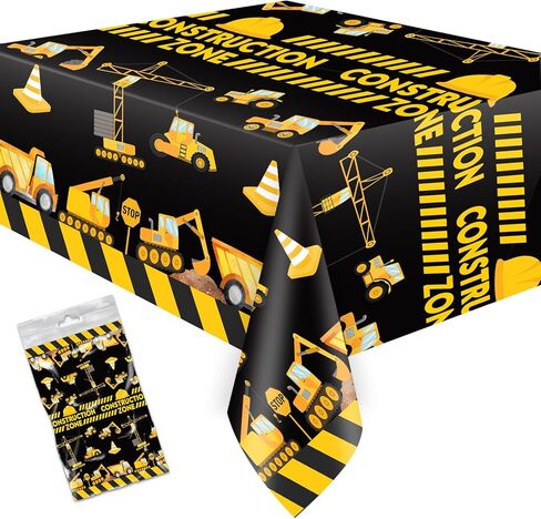 Letromp 2 Pieces Construction Table Cloth 54 x 108 Inch Dump Truck Table Covers for Construction Theme Boys Baby Shower 1st 2nd 3rd 4th Birthday Party Supplies Table Decorations Favors in Saudi Arabia
