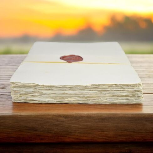 Kathmandu Valley Co. 8.5x11 inch 100% Cotton 90 GSM, Off-White Vintage Deckle-Edge Handmade Printer Paper from Recycled Textile Surplus for Inkjet and Laser Printers (100 Sheets) in Kuwait