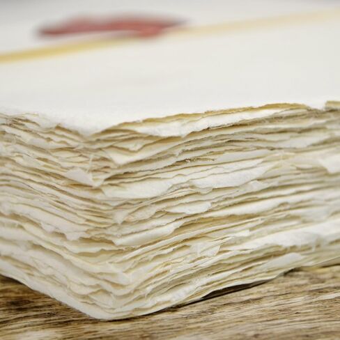 Kathmandu Valley Co. 8.5x11 inch 100% Cotton 90 GSM, Off-White Vintage Deckle-Edge Handmade Printer Paper from Recycled Textile Surplus for Inkjet and Laser Printers (100 Sheets) in Kuwait